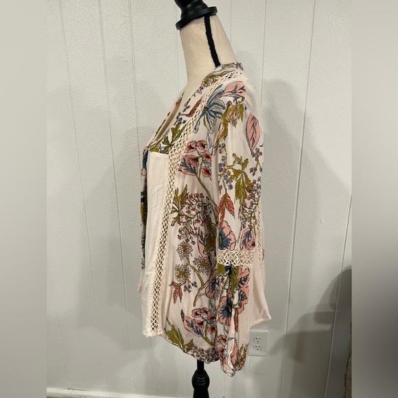 Anthropology RD + KoKo boho women’s cream and floral peasant design blouse - Picture 4 of 10